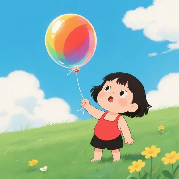 小朋友手中的彩色气球