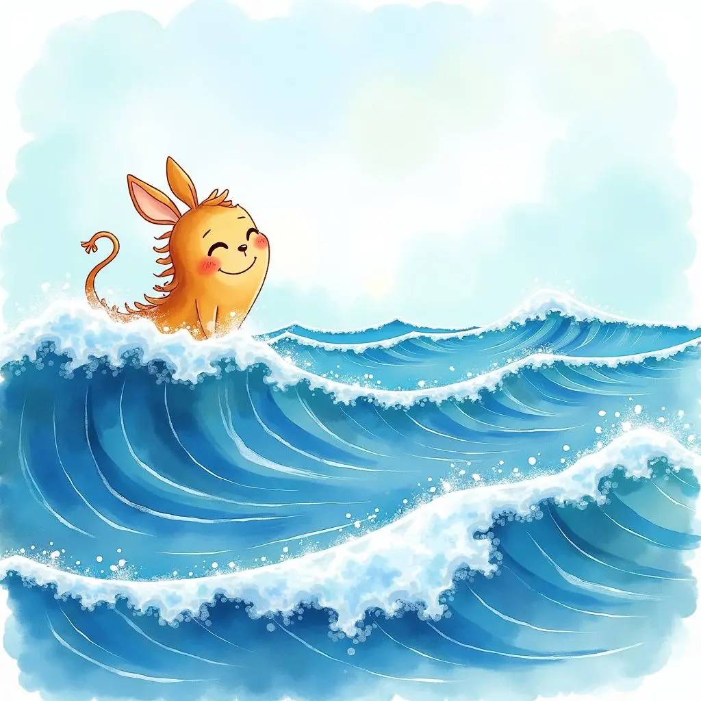 浪花涌向大海