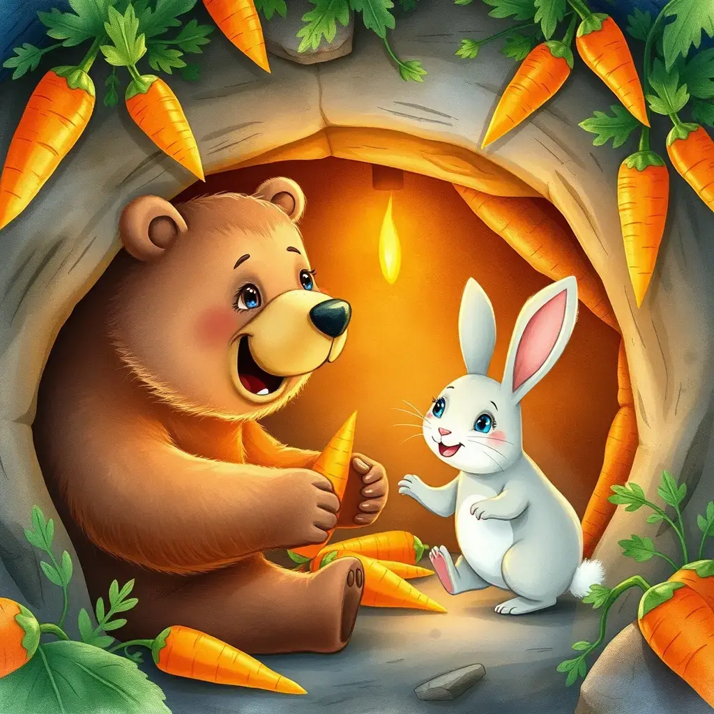 小熊和兔子在胡萝卜洞