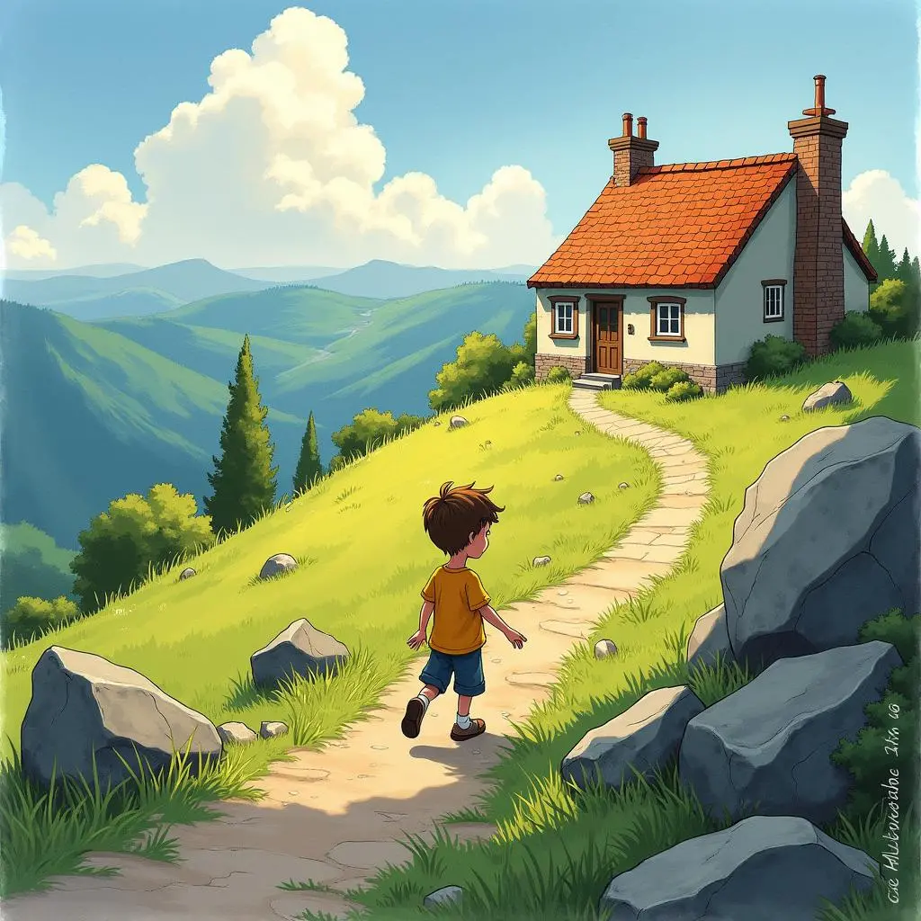 汉斯靠近山顶小屋