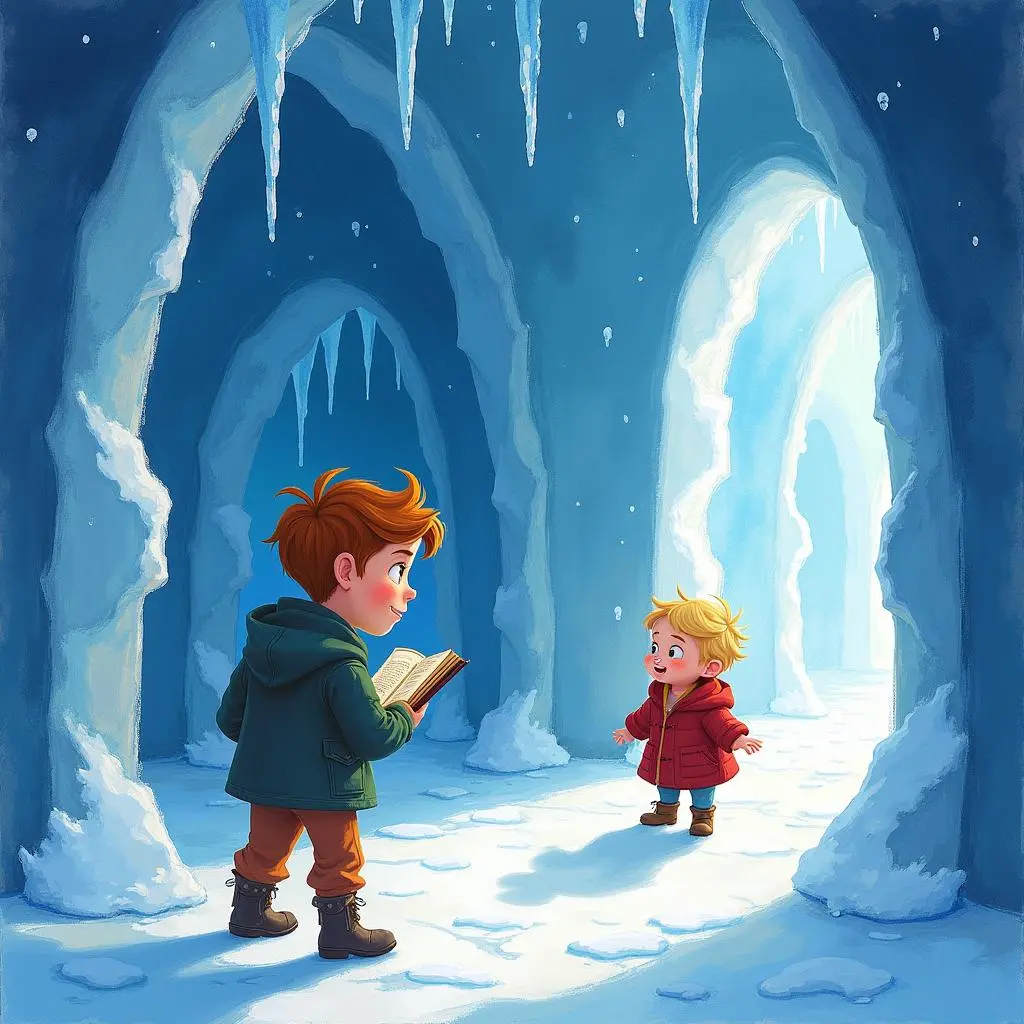 Hans reading a book inside the castle