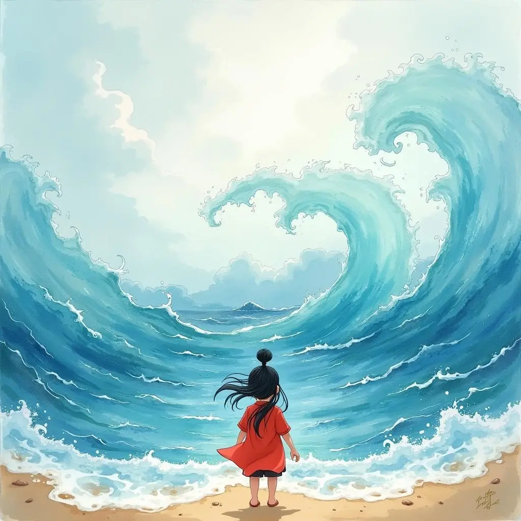 精卫鸟望着大海