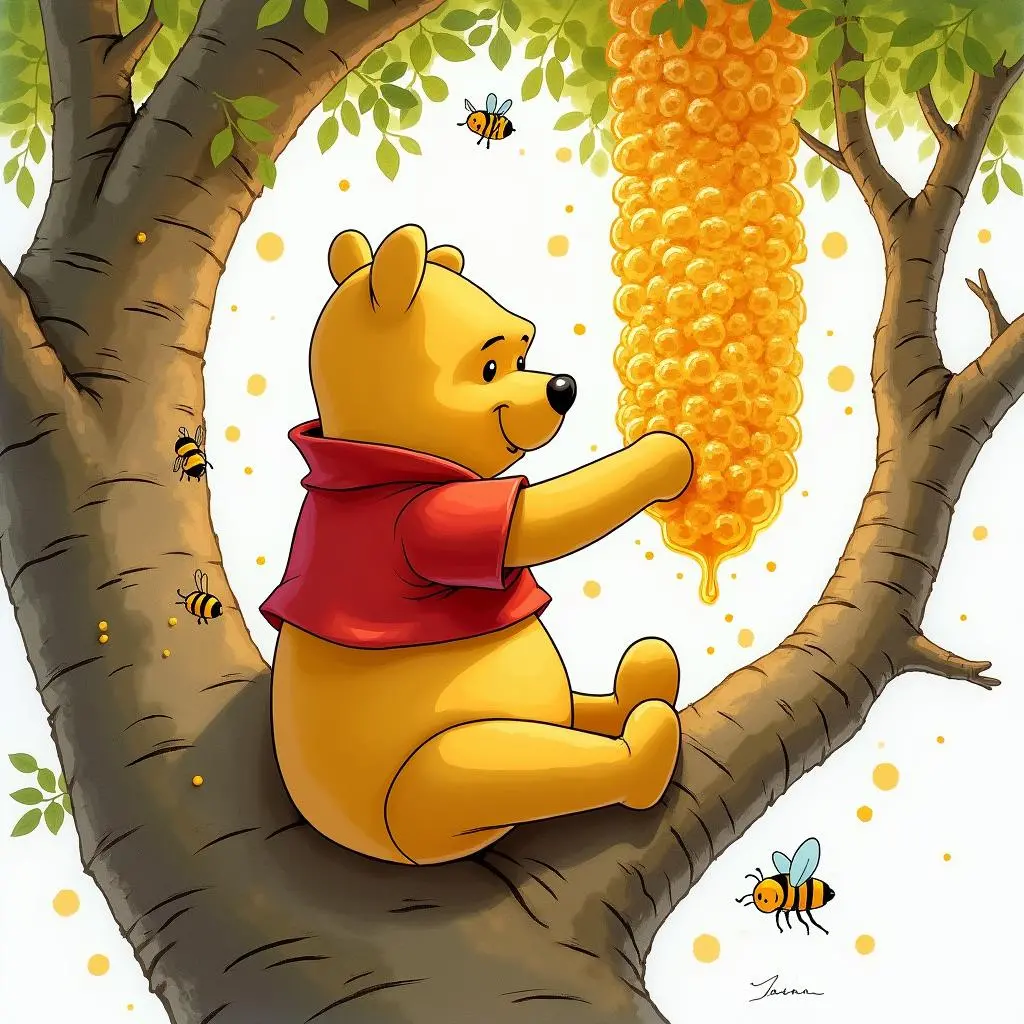 维尼爬树找蜂蜜