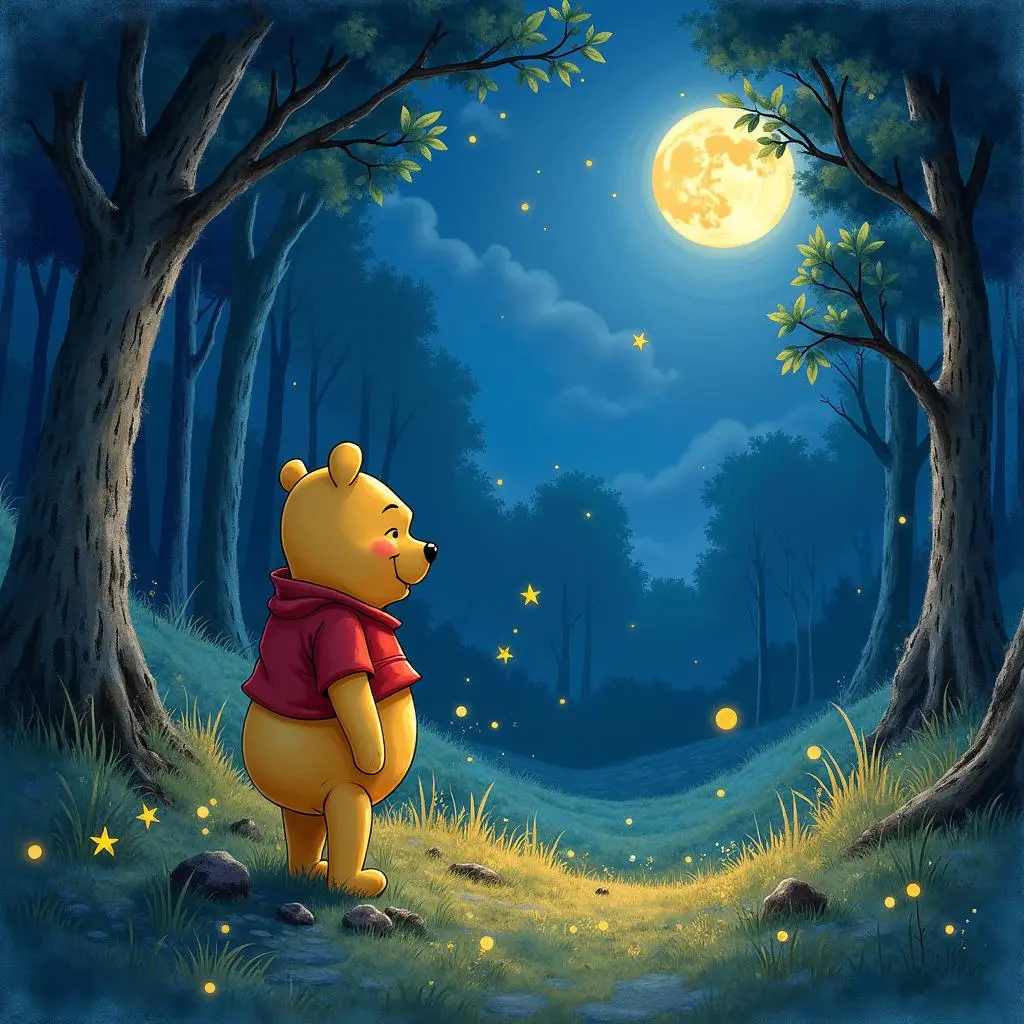 夜晚的百亩森林