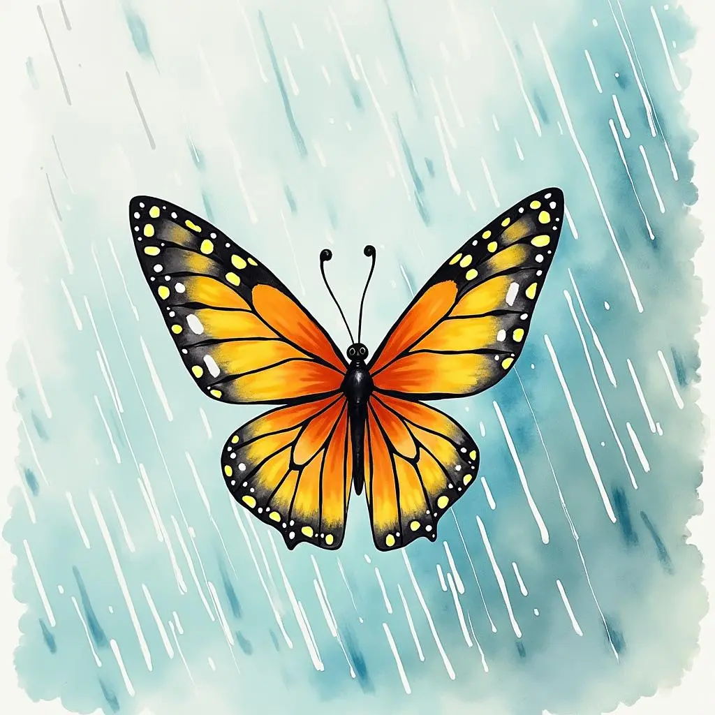 小蝴蝶在风雨中飞行