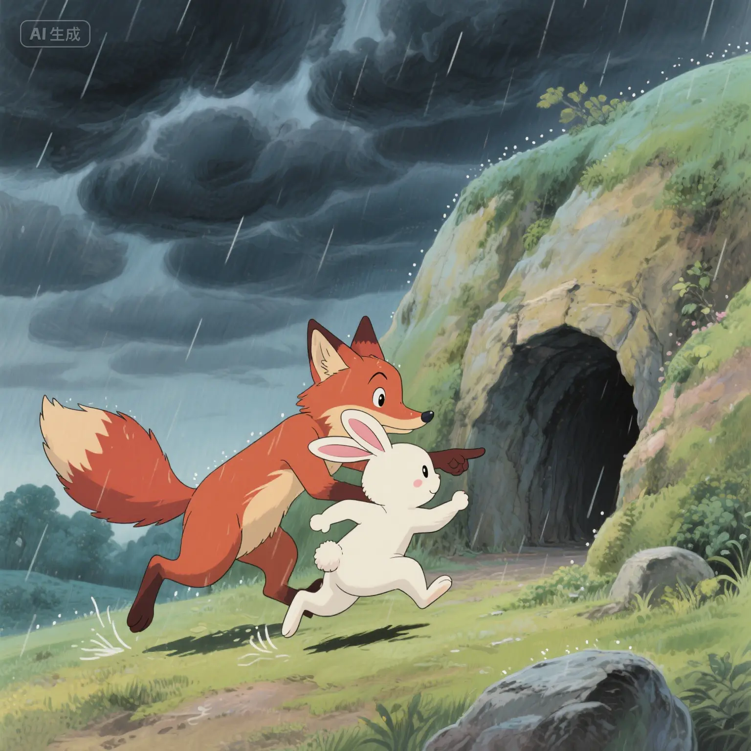 躲避大雨