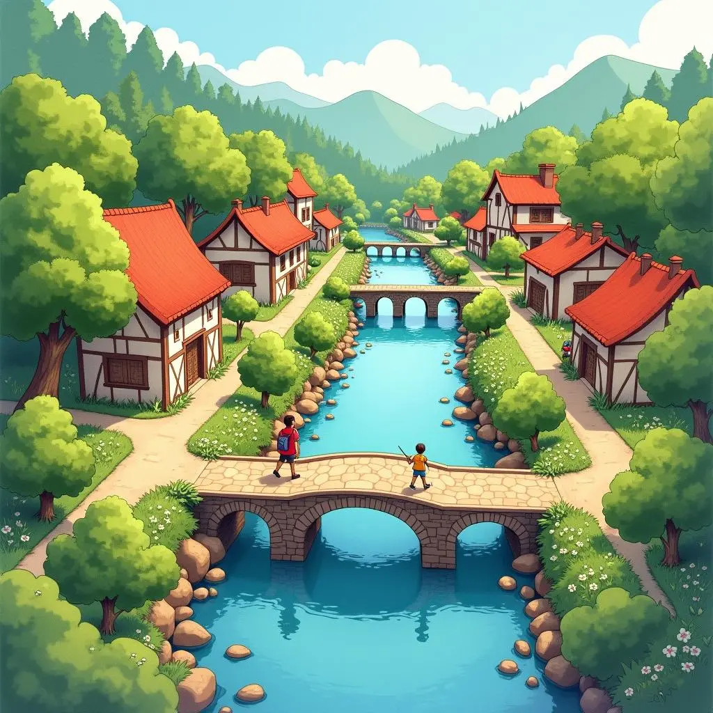 小河流经村庄