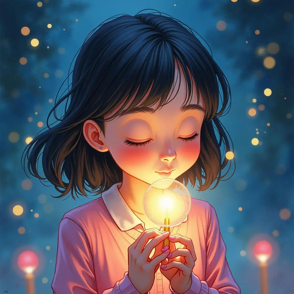 露西闭上眼睛许愿