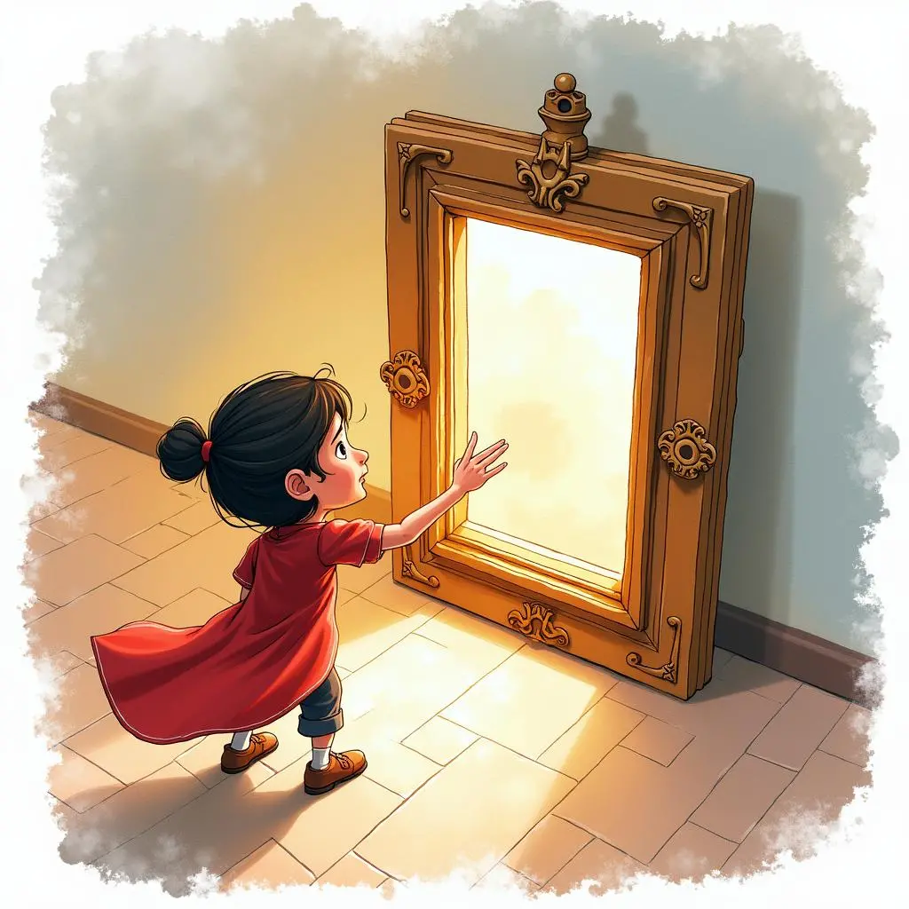 孩子和画中人物走进画里