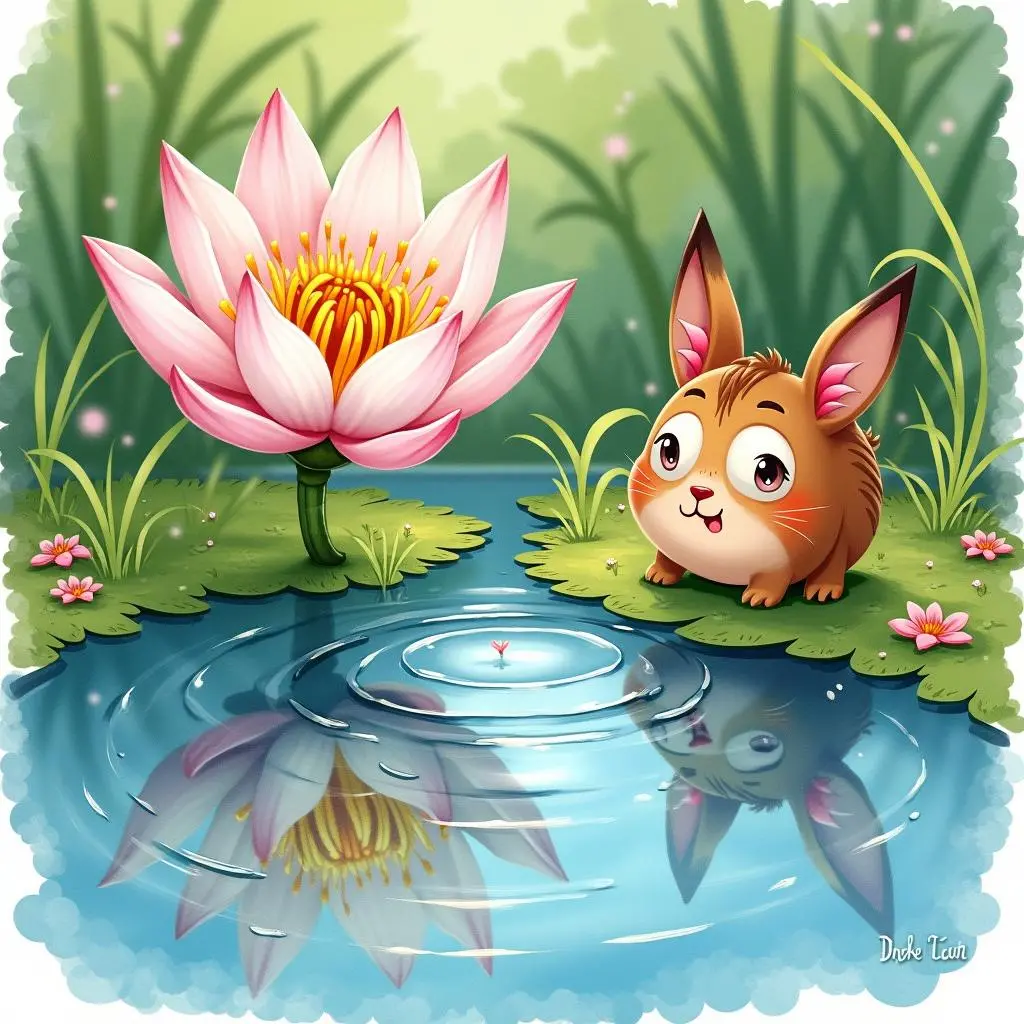 小莉在溪边看小鱼