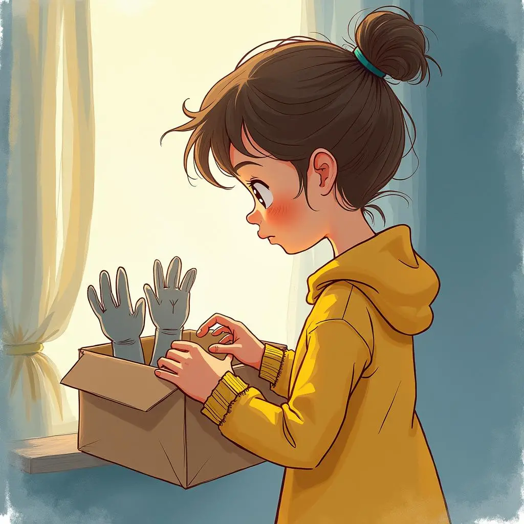 Hans takes care of the glove