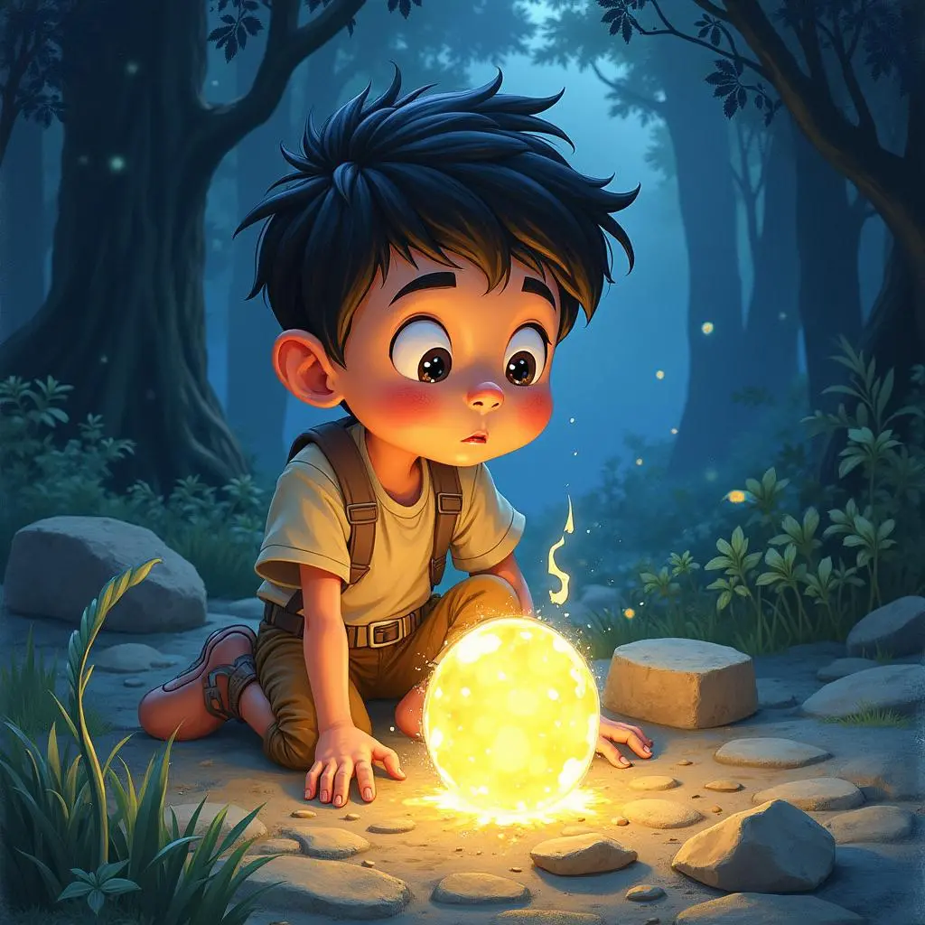 汤姆带着魔法石思考