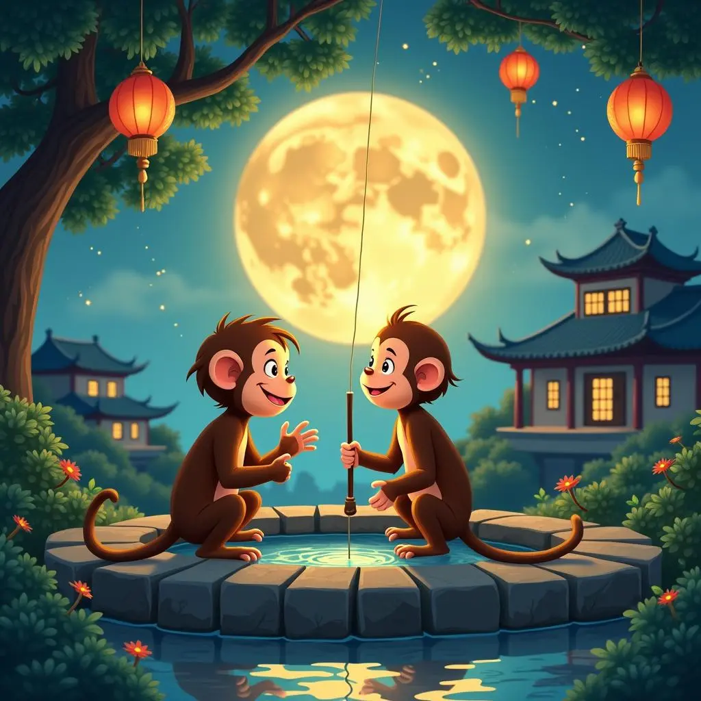 猴子捞月亮