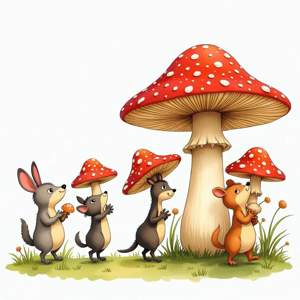 小动物们搬运蘑菇