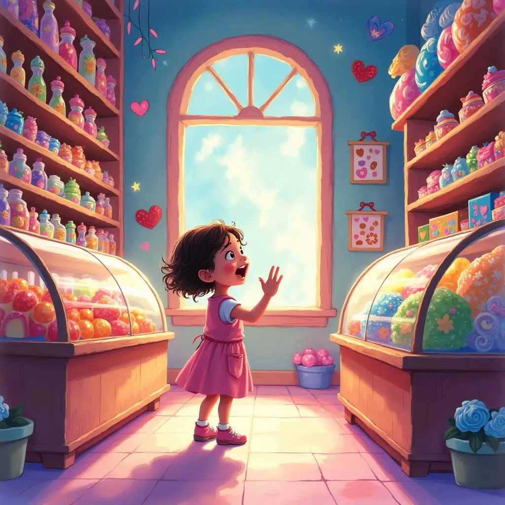 小女孩走进糖果店