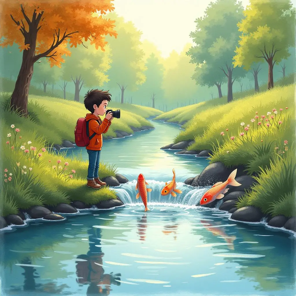 皮埃尔在溪边取景