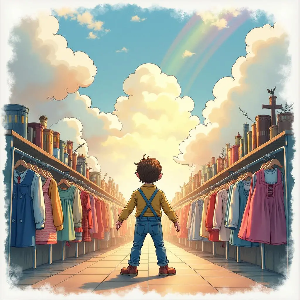 皮埃尔忙碌地为云朵做衣服
