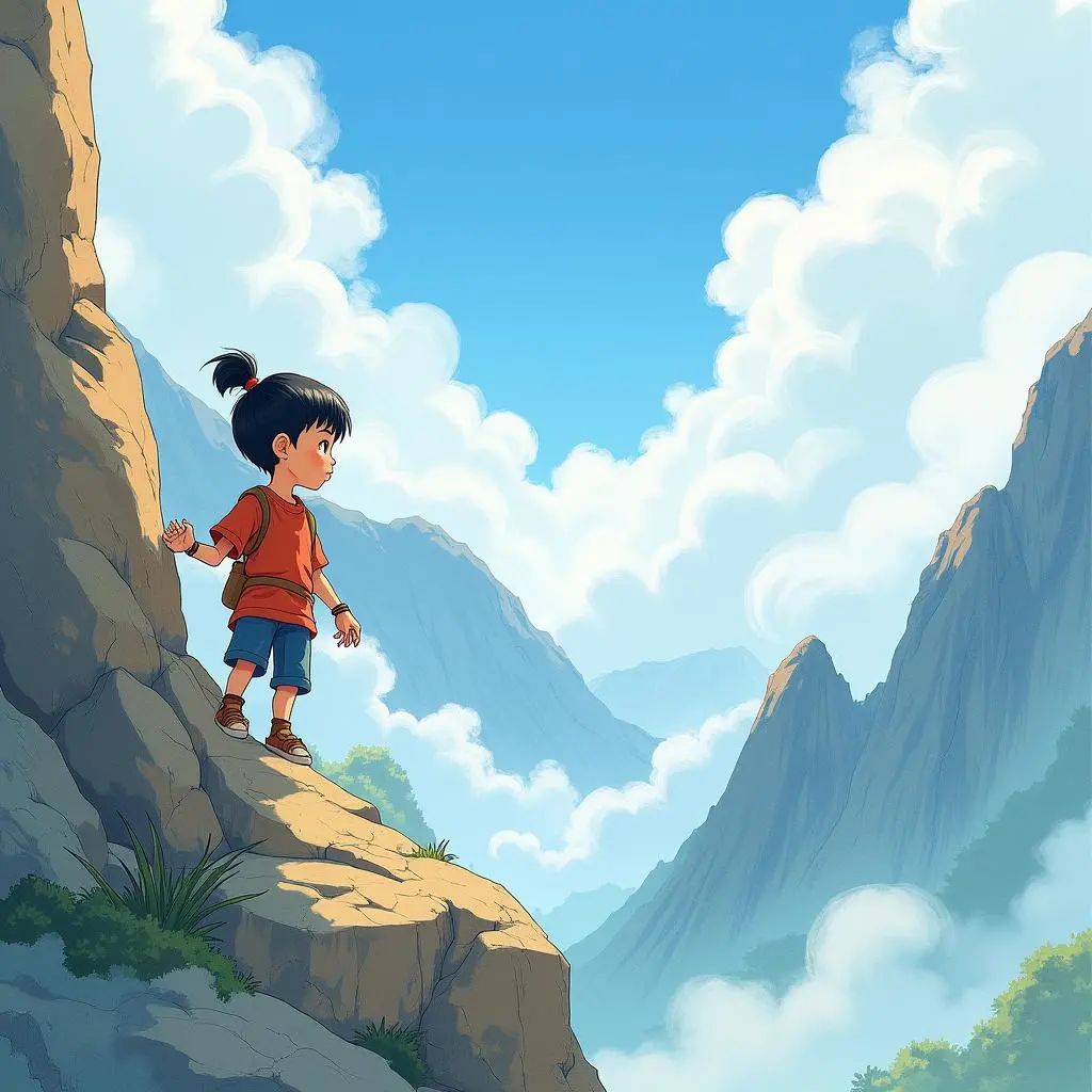 阿俊登上高山