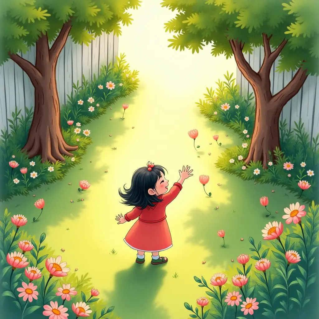 珍妮回到家中院子里