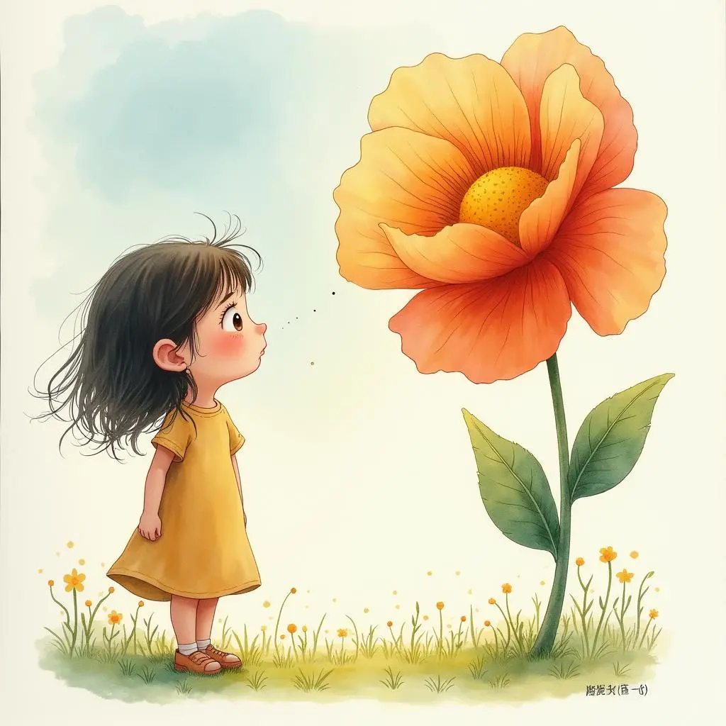 珍妮把最后一片花瓣插回花上