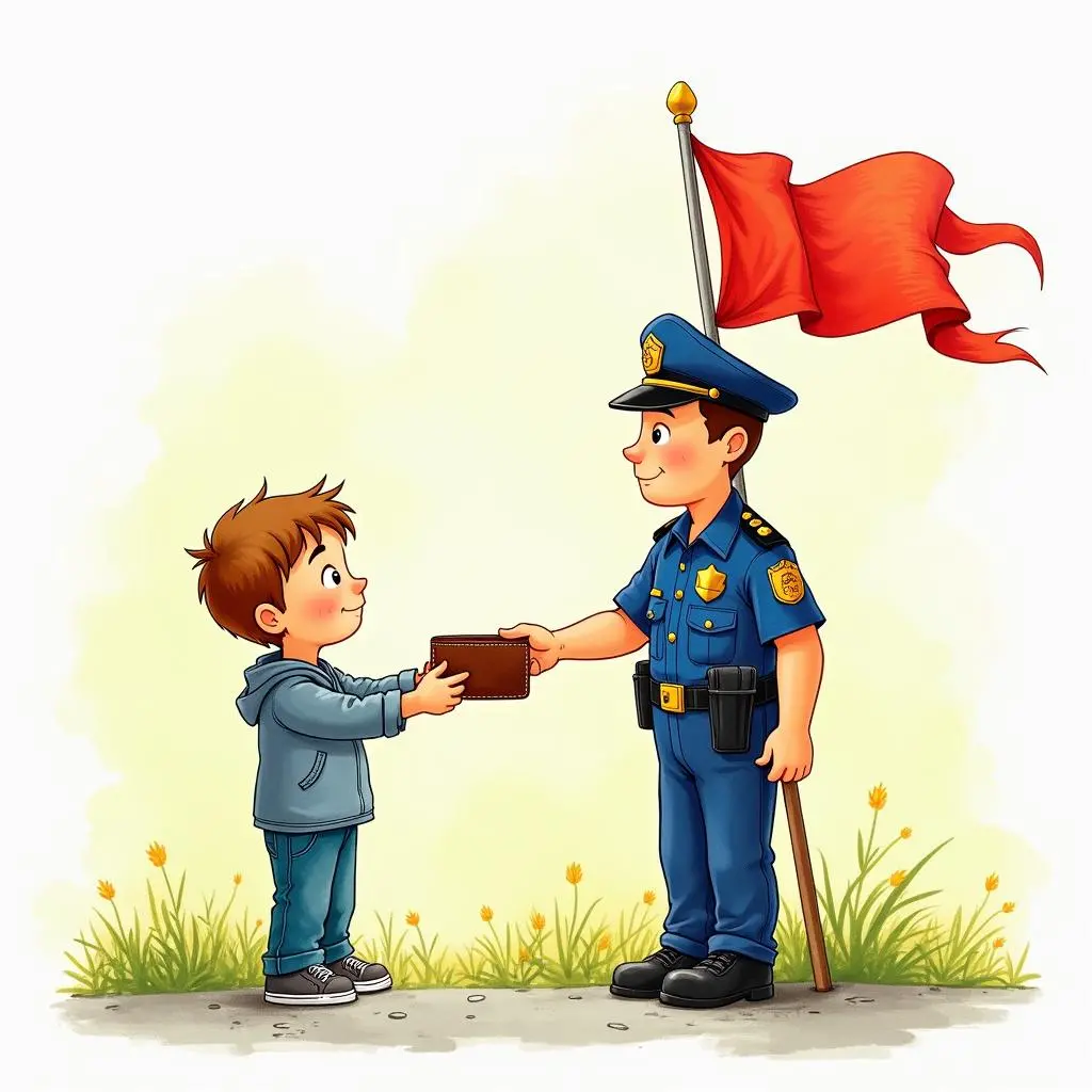 小明把钱包交给警察叔叔