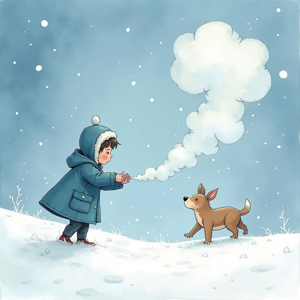雪孩子化作水汽