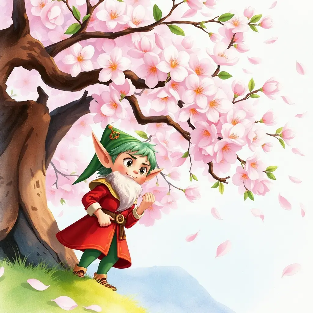 小樱站在樱花树下