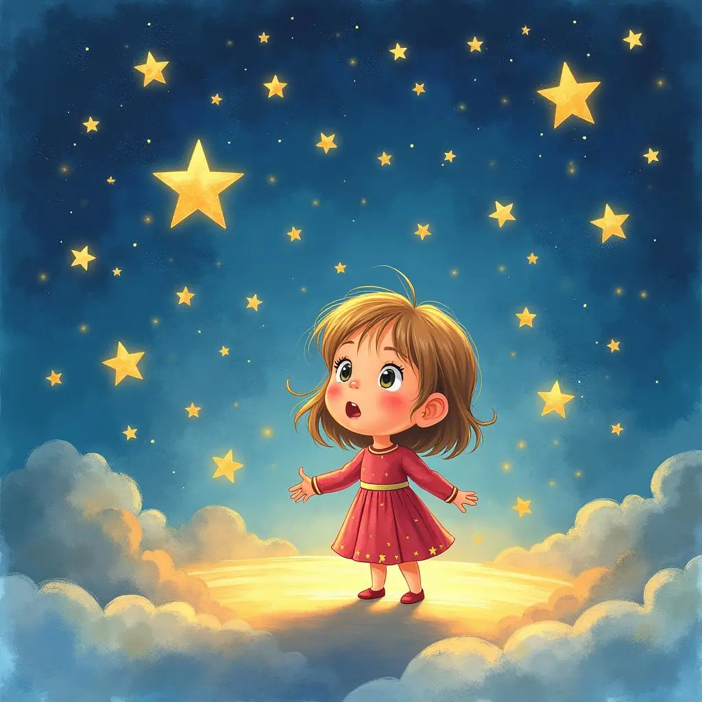 小彼佳伸手接住星星邮票