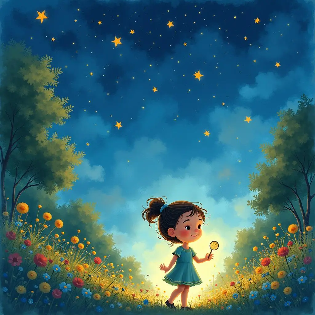 露西在花园望星