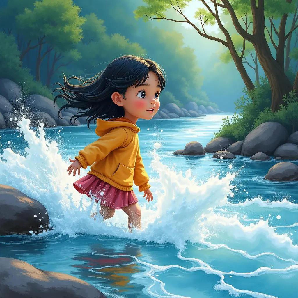 露西跨越溪流