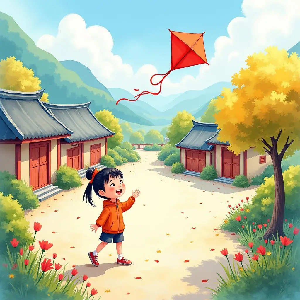 小明在晴天放风筝