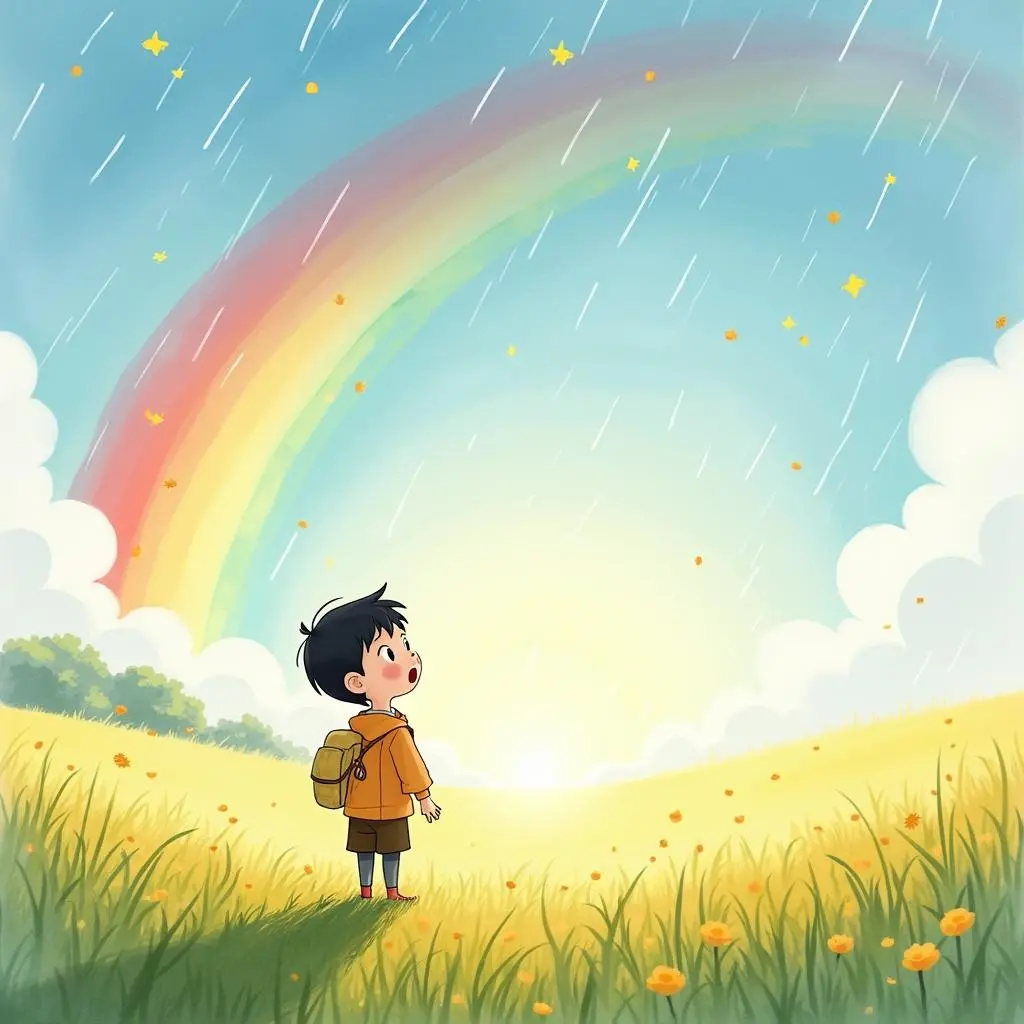 小明看雨后彩虹