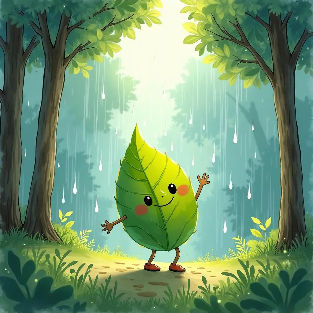 树叶在雨中舞蹈