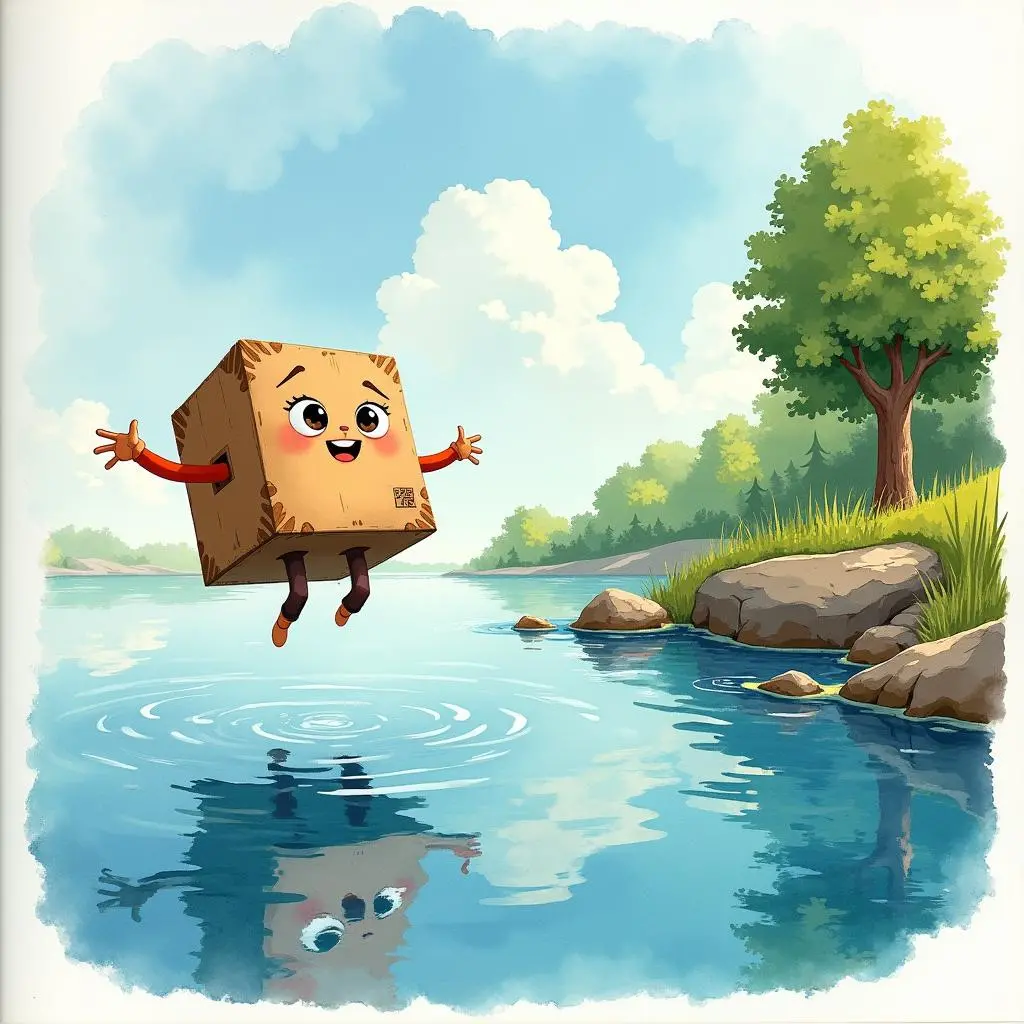 箱子停在湖边