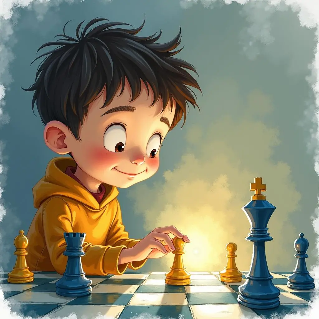 拉朱拿起棋子