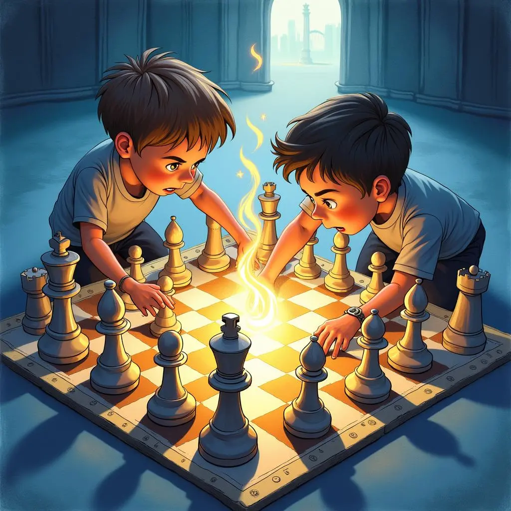 棋盘上光影闪烁