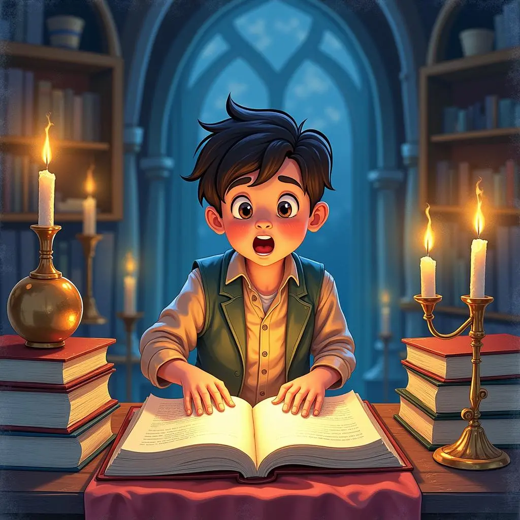 学徒在魔法室里翻找