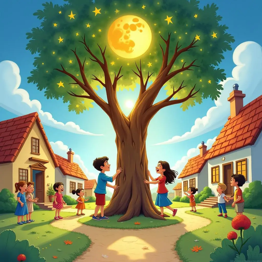 Happy people in the village