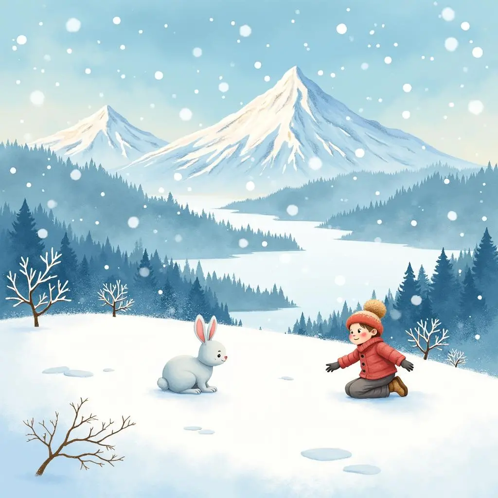 冬天的雪山下