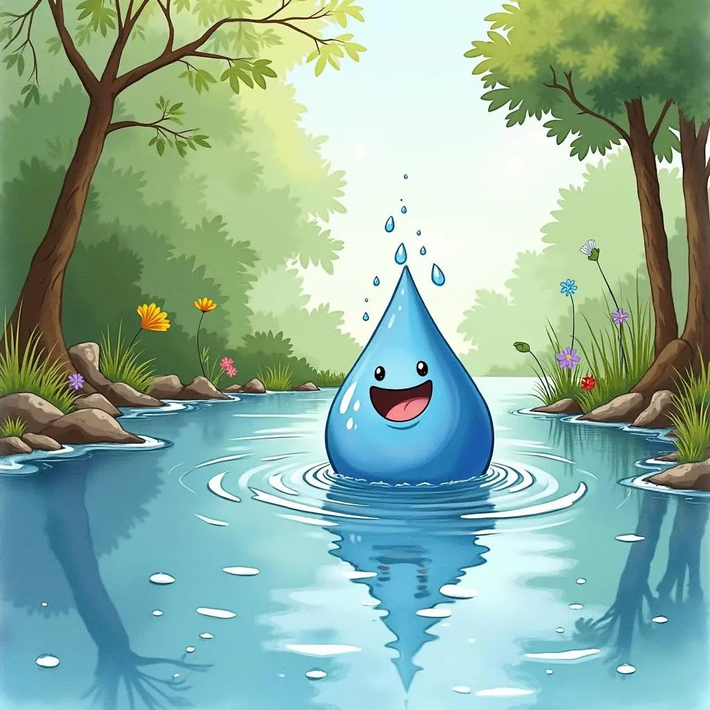 小雨点流入小溪