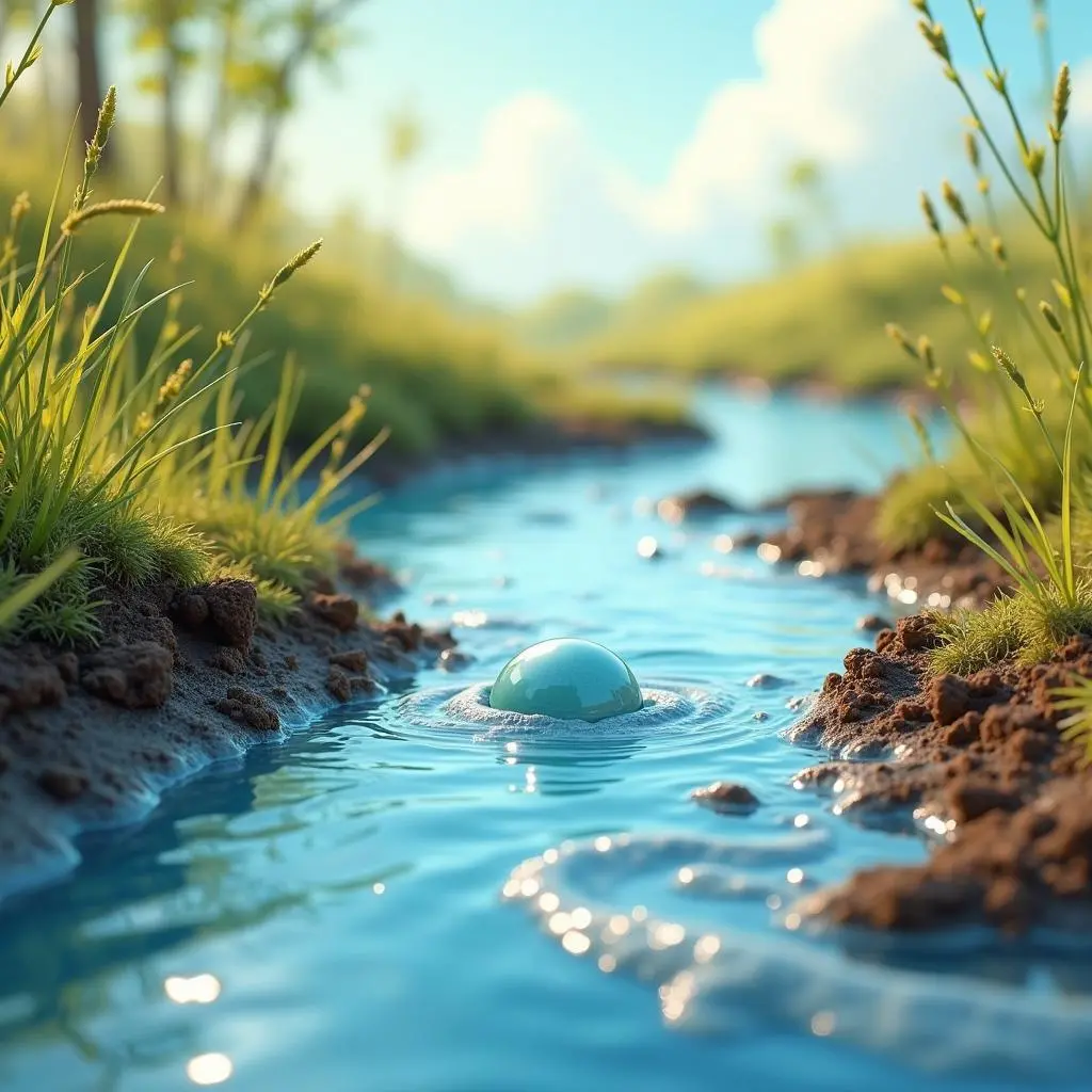 小水滴落在大地上