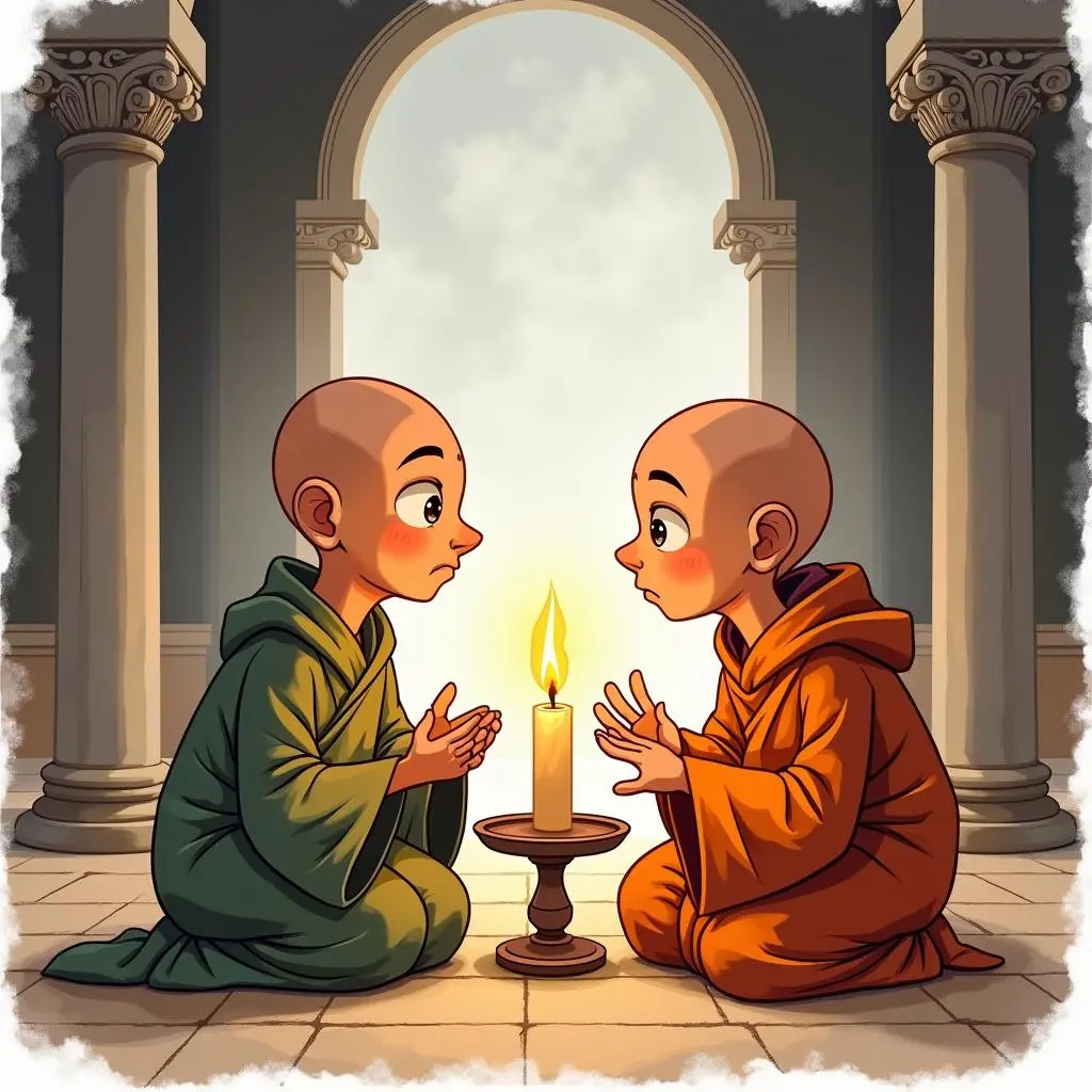 两个和尚在寺庙里商量