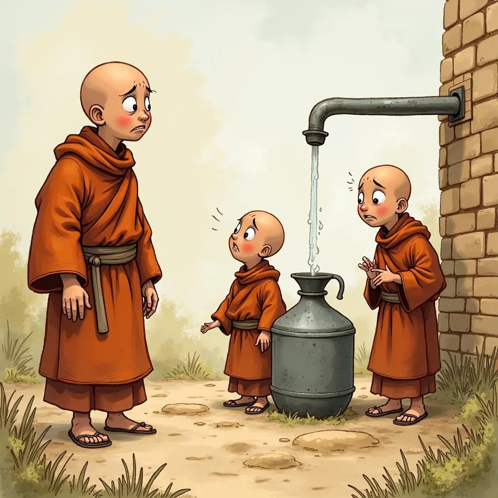 三个和尚望着空水缸