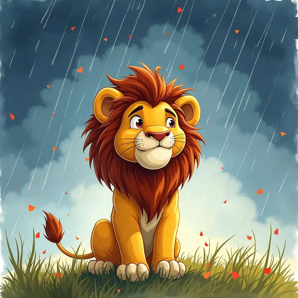 胆小狮面对暴风雨