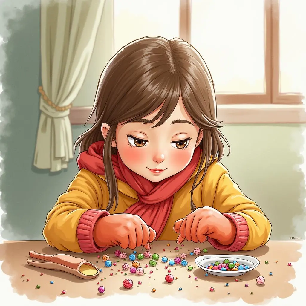 美惠在手套上装饰