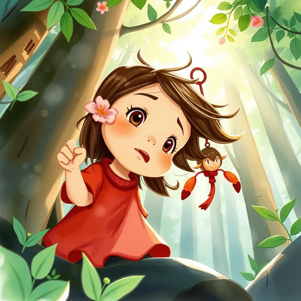孩子们围在风铃花旁