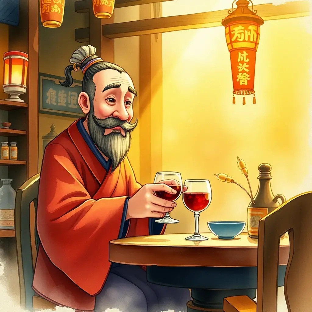 The Taoist priest is drinking in the tavern