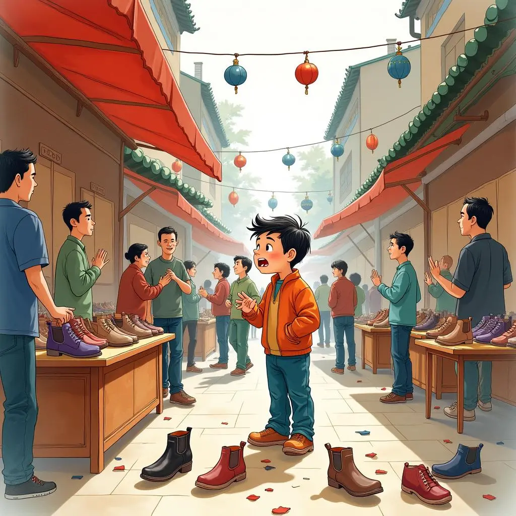 郑国人在集市找鞋